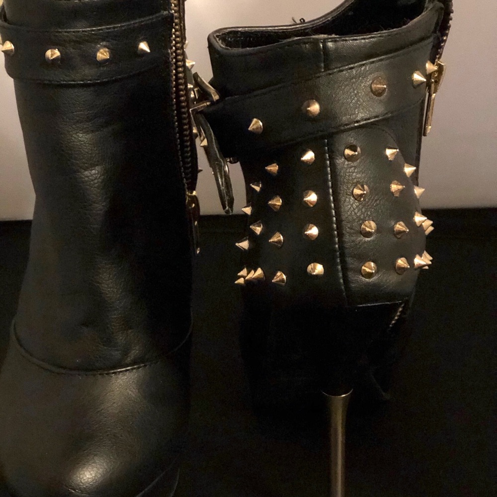 Black Studded Ankle Booties